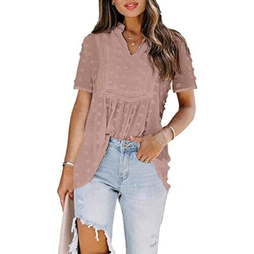 2XL Plus Size Beach Sweet Girls Blusas Hollow Out Chiffon Blouse Office Lady OutwearLoose Summer Women Pink Blouses 2021 G2701