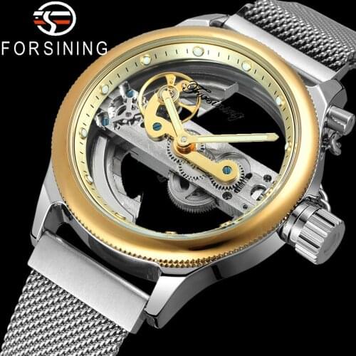 FORSINING Automatic Mechanical Men Wristwatch Military Sport Male Clock Top Brand Luxury Transparent Skeleton Man Watch 9418G