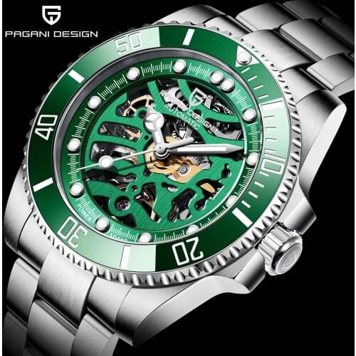 PAGANI DESIGN Top Brand Mens Mechanical Watches Waterproof Full Steel Automatic Sapphire Glass Luminous Male Swim Reloj Hombre