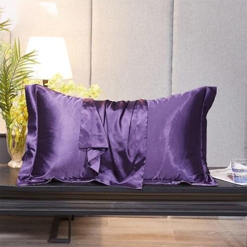 4 season 1PCS 48x74cm Emulation Silk Satin Pillowcase Single Solid Color Pillow Covers Luxury Pillow Case For Bed Throw