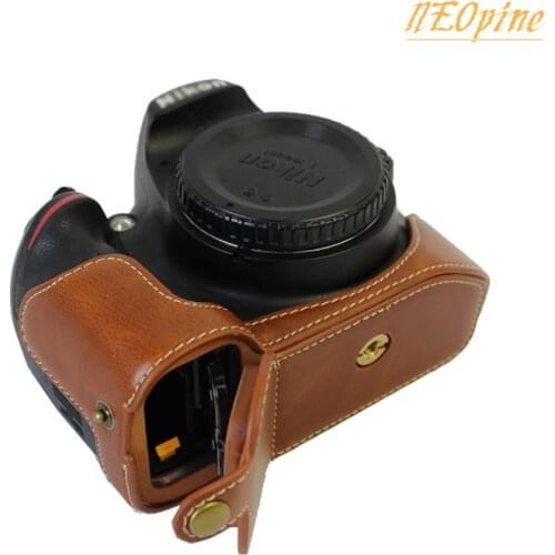 PU leather case For Nikon D3100 D3200 D3300 D3400 DSLR camera bag Half Body Set portable Cover With Battery Opening