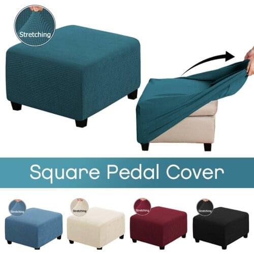 Stretch Ottoman Stool Cover Jacquard Square Footstool Sofa Slipcover Chair Covers Furniture Protector Covers