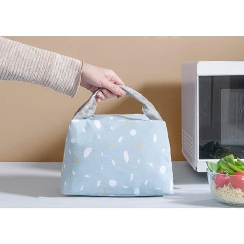 Functional Pattern Cooler Lunch Box Portable Insulated Canvas Lunch Bag Thermal Food Storage Picnic Lunch Bags For Women Kids