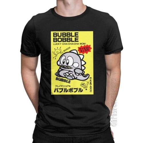 Bubble Bobble T-Shirts For Men Japanese Video Game Cute Kawaii Gamer Vintage Male Tees 100% Cotton T Shirt Gift Idea Clothing