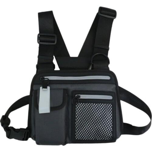 Hot kf-Hip-Hop Men Chest Rig Bag Man Reflective Functional Vest Pack Male Streetwear Abdomon Pack Strap Waist Bags