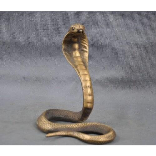 Chinese China Handmade Brass Bronze Statue Lucky Cobra Sculpture