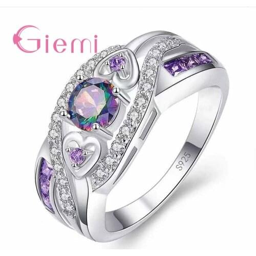 Double Heart Ring 925 Sterling Silver Wedding Bands Ring 2Style AAA Zircon Finger Rings For Women Accessories Engagement Jewelry