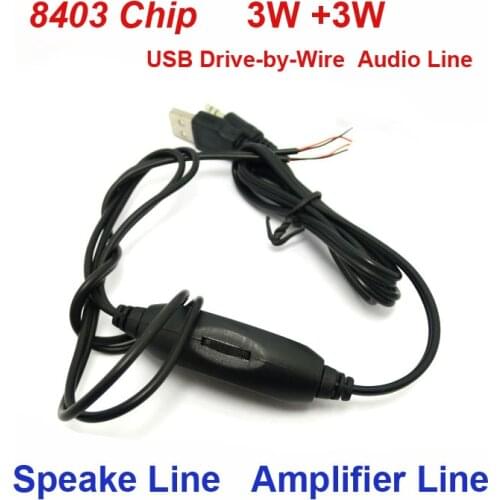 MP3 Mini Drive-by-Wire 8403 USB Audio Amplifier Board 5V 2*3W volume control 3.5mm stereo Male AUX Audio Plug Jack horn Wire