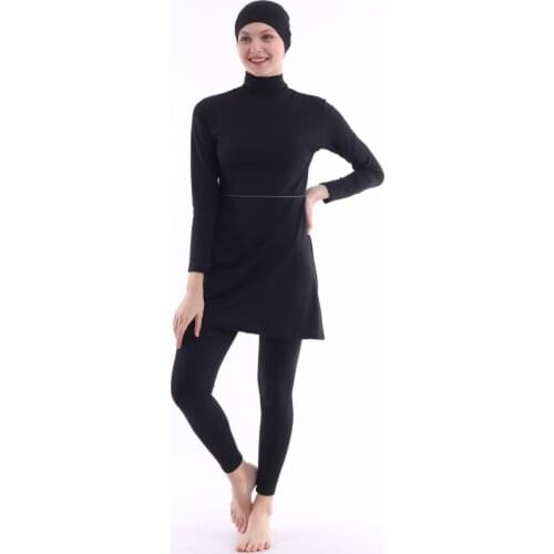 Muslim Swimwear Women Modest Patchwork Hijab Long Sleeves Sport Swimsuit 3pcs Islamic Burkinis Wear Bathing Suit купальник