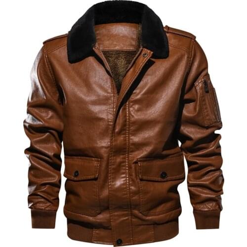 2020 Winter New Mens Leather Jacket Casual Plus Velvet Leather Coat Outwear Leather Coat Men Fleece Motorcycle Retro Jacket