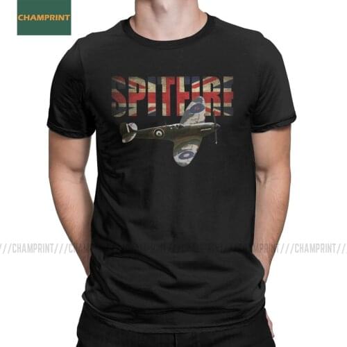 Mens RAF Supermarine Spitfire WW2 Fighter T Shirts Plane WW2 War Pilot Airplane Cotton Tops Short Sleeve Tees Unique T-Shirts