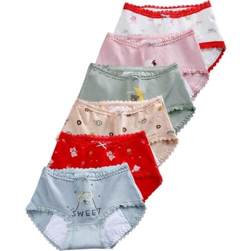 3pcs 6pcs/lot Ladies Menstrual Period Panties Leakproof Low Waist Women Briefs Cotton Lingerie Woman Menstruation Underwear