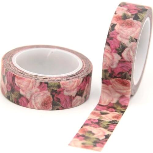 New 10pcs/set 15MM*10M Red red Rose Washi Tape Decorative Tape Papelaria Label Masking Sticker Tape stationery