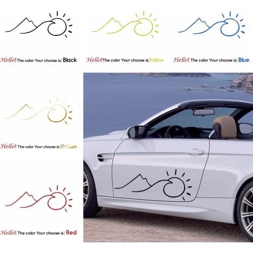 New Design Mountains And The Sun Car Stickers Funny Colorful Car Stickers Auto Automobile Decals