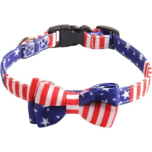20PCS / LOT Pet Collar American Flag Bow Collar Drawstring British Style Cat Dog Grooming Accessories