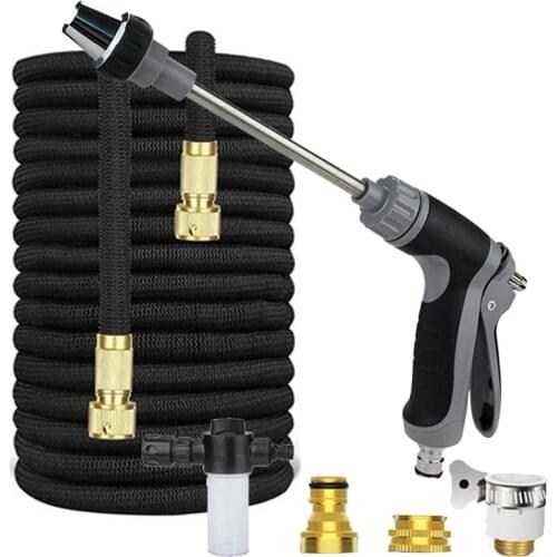 2021 The New Expandable Garden Hose High Pressure Car Wash Magic Flexible Water Hose Plastic Pipe With Foam Kettle Spray Gun