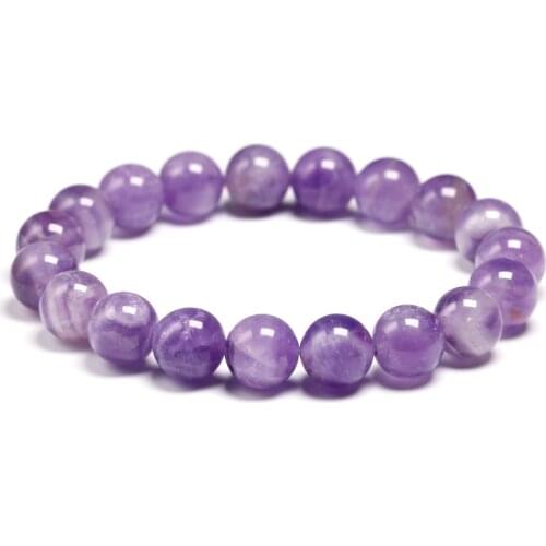 Natural Dream Amethysts Quartz Energy Light Purple GemStone Bracelet Women Beaded Stretch Bracelet Energy Gift Jewelry