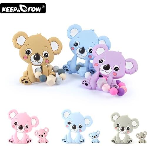 Keep&Grow Koala Silicone Beads BPA Free Rodents Baby Silicone Teethers DIY Teething Necklace Pendant Baby Silicone Bracelet
