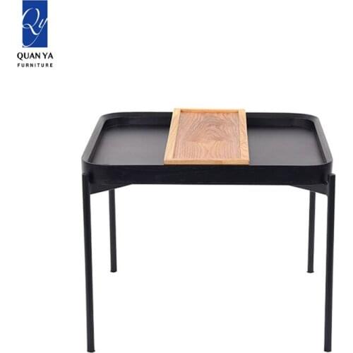 Modern living room coffee table two-color creative furniture black sofa tea table Nordic iron art square coffee table simple
