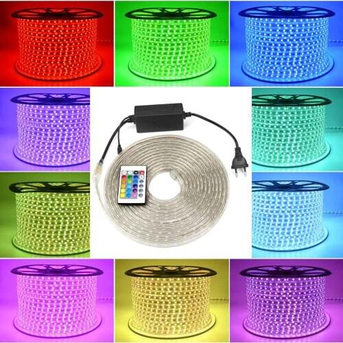 LED Strip 220V light Waterproof RGB LED Tape Rope Lamps Flexible LED light 220 V Outdoor Decoration Lights SMD 5050 Lamp