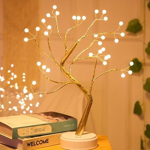 Led Night Light Mini Christmas Tree Copper Wire Garland Lamp For Home Kids Bedroom Decor Fairy Lights Luminary Holiday Lighting