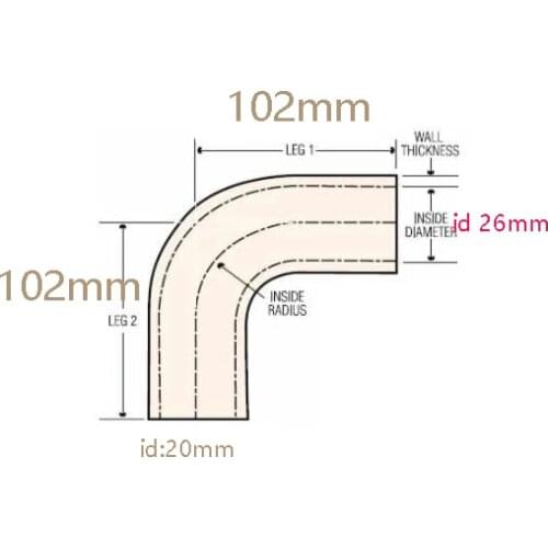 L type id 20mm/26mm 90 Degree Bend Reducer Elbow Hose