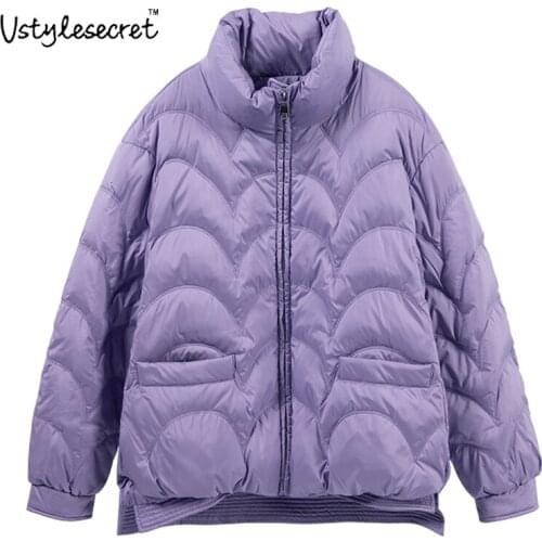 Ultralight Women White Duck Down Jacket Casual Loose Stand Collarпальто женское Trendy Autumn Winter пуховик женский Coat U10871