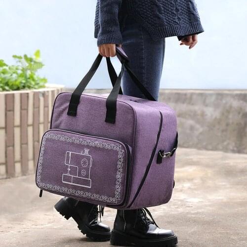 Large Capacity Sewing Machine Bag Classic Color Grey Durable Nylon Portable Crochet Organizer Knitting Bag Sewing Accessories