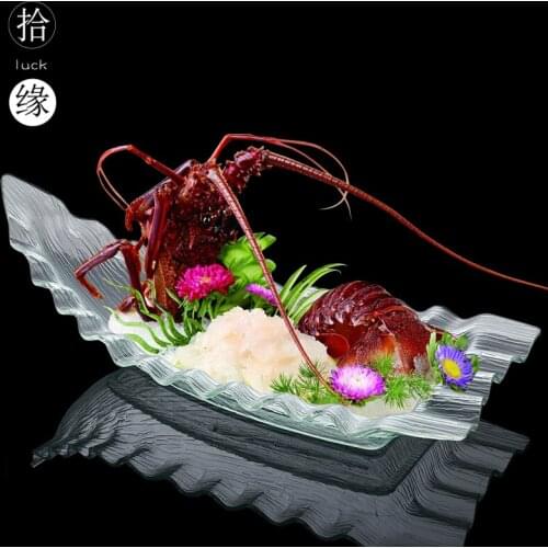 Japanese style sashimi ice plate dragon boat buffet hotel large size display fruit fresh seafood plate plastic sushi dish