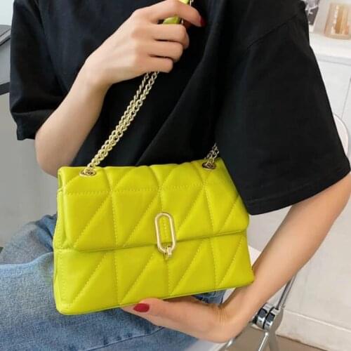 Kiwi Green 2021 Fashion Shoulder Bag Women Leather Pu Quilted Bag Female Luxury Handbags Women Bags Designer Sac A Main Femme