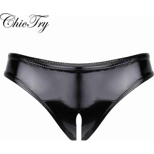 Sexy Fashion Nightwear Panties Women Lingerie Wet Look Patent Leather High Cut Mini Briefs G-string Panties Underwear Underpants