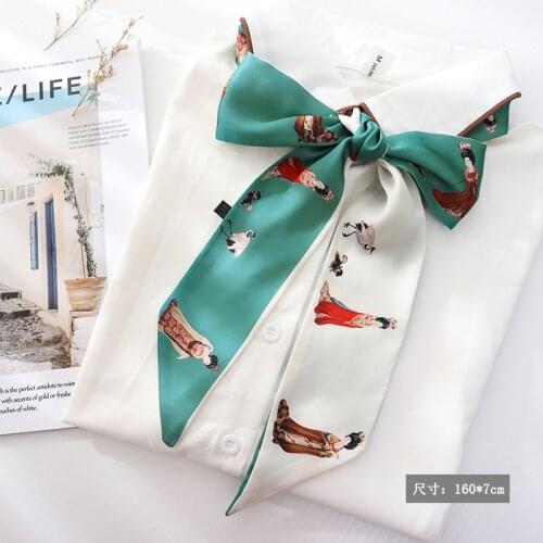 Vintage oil painting printed scarf Hair Ribbon Scrunchie for Women Girls Long Hair Tie Headwear Female Hair Accessories SJ487