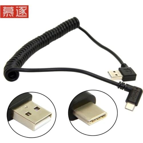 100cm 90 degree right angle c type external thread to USB2.0 external thread 90 degree right angle tension spring charging and d