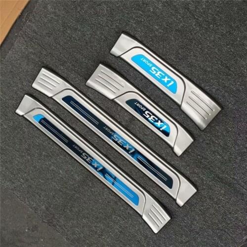 4pcs/set Stainless steel exterior door sill strip fit for 2018 IX35 Threshold trim welcome pedal Scuff plate guard cover