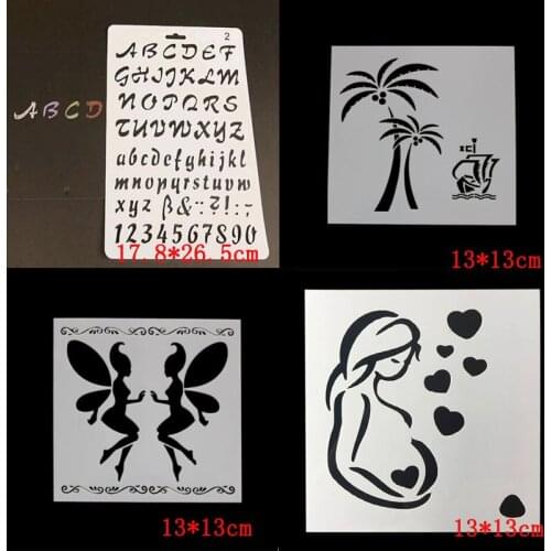 4pcs Stencils DIY Maternal Love Angel Numbers For Wall Painting Scrapbooking Stamping Stamp Album Decor Reusable