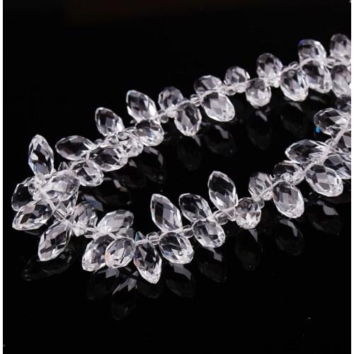 50Pcs 6x12MM Clear Oval Faceted Crystal Beads Briolette Teardrop Beads Transparent Water Drop Glass Beads For Jewelry Making DIY