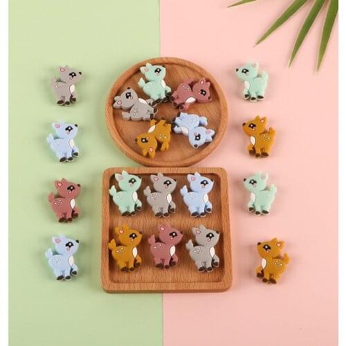 Sunrony 50pcs Cute Animal Deer Silicone Beads Free BPA Baby Teething Beads DIY Toy For Pacifier Clip Children Teether