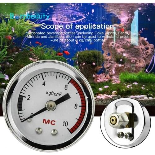 Aquarium CO2 Regulator Generator Air Gauge DIY Home Air Pressure Table Fish Tank Face Pressure Gauge Inner 4mm Outer 6mm Tube Co