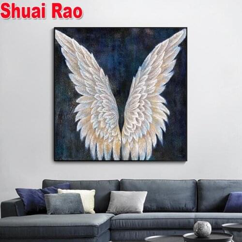 5d diy diamond Art Angel Wing Feather diamond painting cross stitch mosaic embroidery diamond round square stones Abstract Art