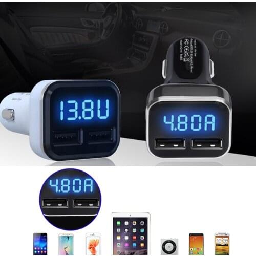 652F Dual USB Car Charger 4.8A Adapter LED Display Fast Charging for iphone