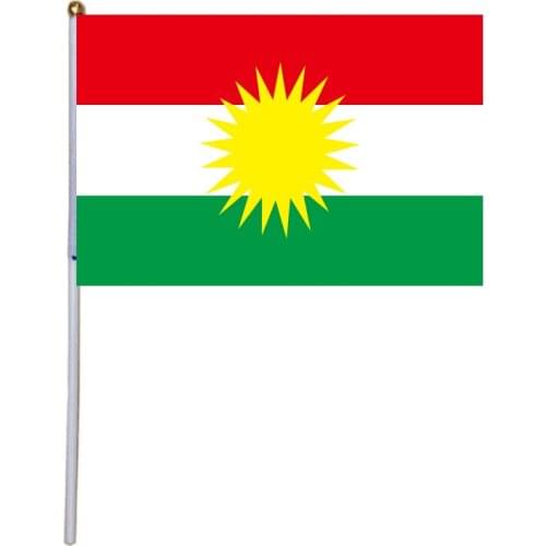 Free shipping 50Pcs 14*21Cm A plastic Stick Kurdish hand flag Banner Hand waving Flag National Flag