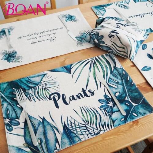 BQAN 1pc Cotton Linen Foldable Nail Art Table Mat Pad Leaf Plant Design Washable Beauty Care Salon Cushion Manicure Tool