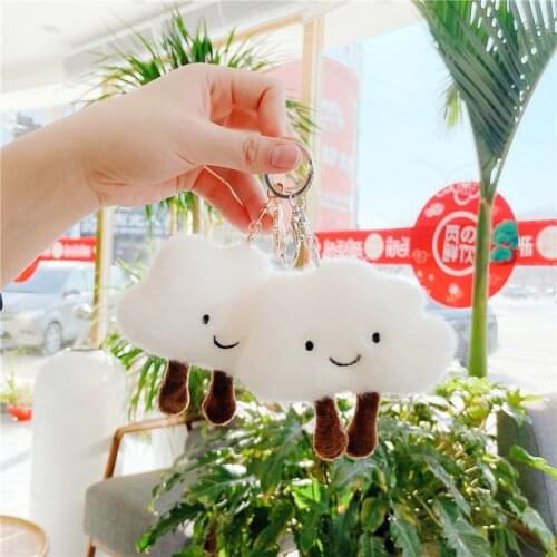 11cm White Cloud Brooch Girl Bag Accessories Cartoon Cute Kawaii Cloud Plush Keychain Pendant Two dimensions Hair Accessories