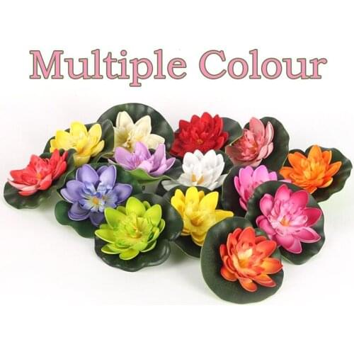 5PCS 10cm Artificial Lotus Water Lily Floating Flower Pond Tank Plant Ornament Home Garden Pond Decoration