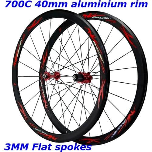 Road bicycle wheeles super-light aluminum four-perlin flat spokes 3.0 racing 40 rims road bike wheel 700C with F/V