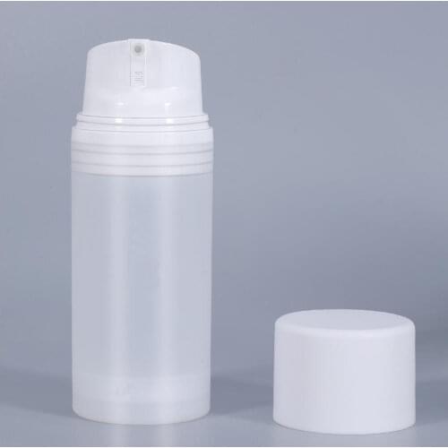 80ML white plastic airless bottle with silver line , white/transparent lid Cosmetic Packaging