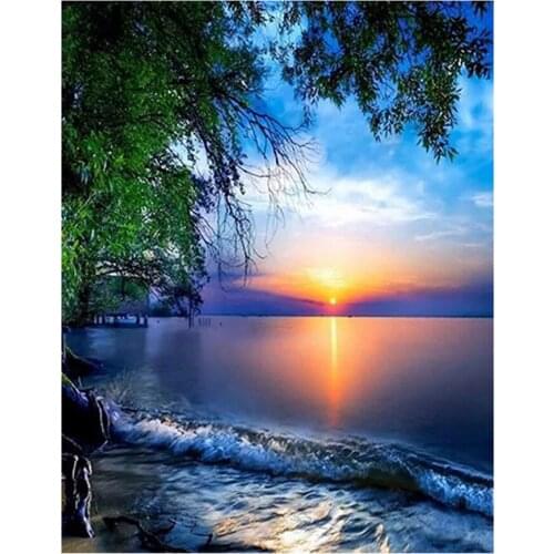 Sea sunset landscape mosaic embroidery 5D diy diamond painting full square/round drill 3d rhinestone needlework wall decor CV91