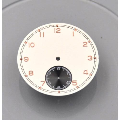 Corgeut mens 38.9mm Watch dial white Sterile Dial black Subdials Watch Dial fit 6497 6498 st3600 Hand Winding Movement dial