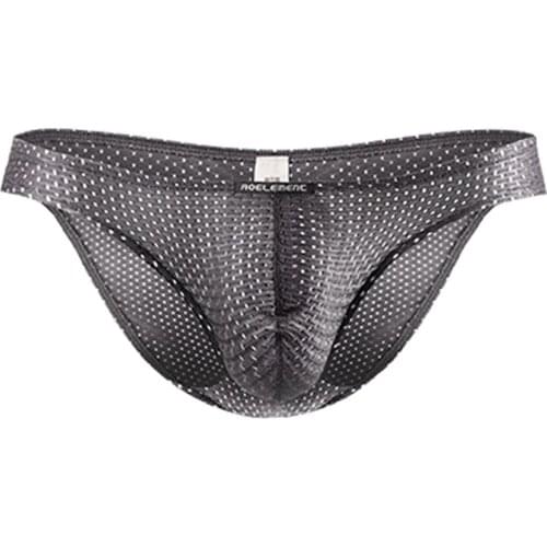 Men Tight Transparent Underwear Briefs Mesh Hole Breathable Thin Triangle Shorts Cotton Panties Underpants Man For Family Sexy