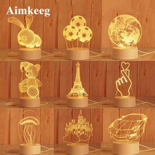 2020 NEW 3D Printing Table Lamp Novelty Decorative Childrens Night Light Led Cartoon Lamps Bedroom Decor for Christmas Gift